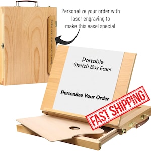Caballete de mesa portátil personalizado para dibujar y pintar, hecho de madera de haya • Nombre personalizado • Cumpleaños • Vendedor de EE. UU. • Envío rápido • Caballete de regalo