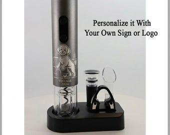 Personalized Electric Wine Opener Set, USB C Rechargeable Corkscrew, Custom Logo Gift