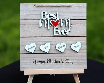 Personalized Mom Puzzle Sign, Custom Engraved Wood, Mother's Day Gift
