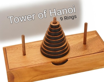 Personalized Wooden Tower of Hanoi Puzzle: Brain Teaser Gift