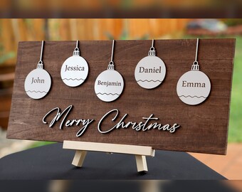 Personalized Family Name Christmas Ornament Sign: Paulownia Wood