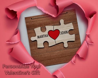 Personalized Love Puzzle Sign: Engraved Valentine's Gift, Fast Shipping