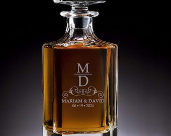 Personalized Whiskey Decanter – Wedding Memory, Groomsmen Gift, Christmas Gift, Corporate Logo, Birthday Gift, USA Seller, Fast Shipping