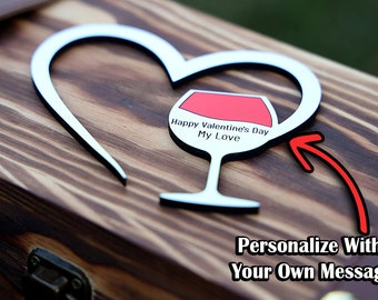 Personalized Rustic Wine Gift Box: Valentine's Day, Anniversary, fast Shipping From USA Seller