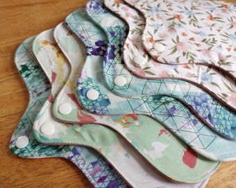 Upcycled Reusable Cloth Pad Set.