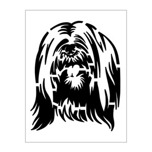 Lhasa Apso Stencil Dog Breed Shaggy Face Head Reusable Sheet S724