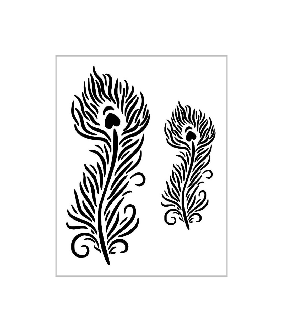 Peacock Feather Stencil Fancy Detailed Quill Bird Vintage