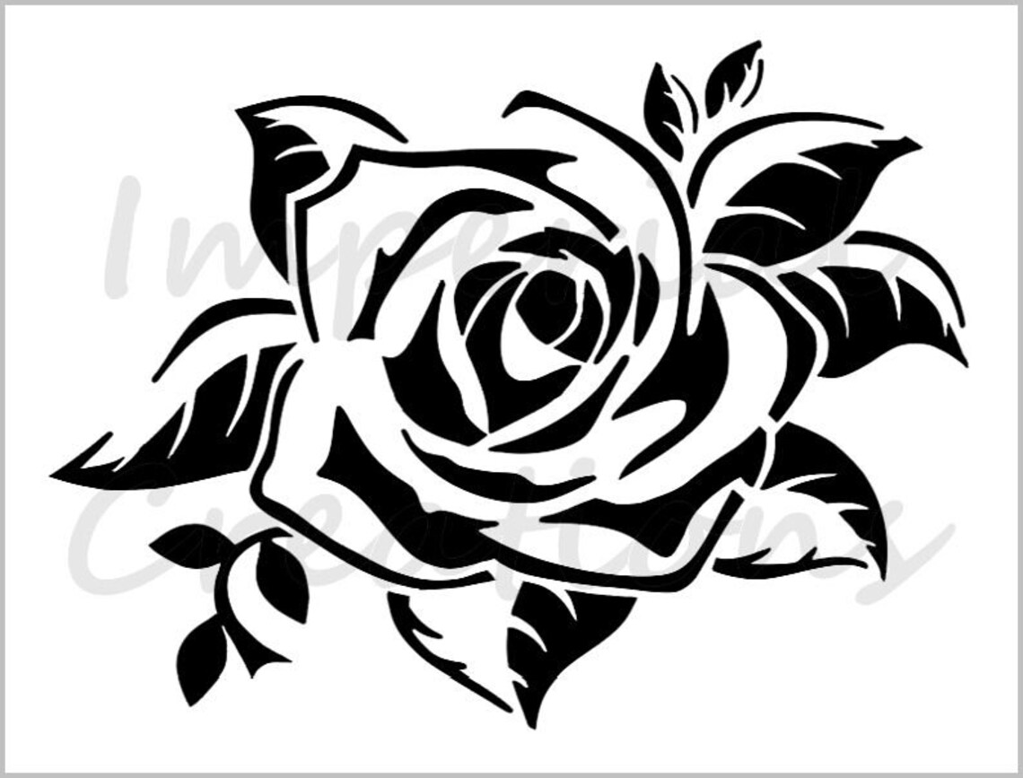Detailed Rose Stencil Bush Flower Garden Leaves Floral - Etsy