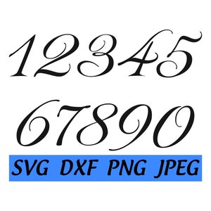 Royal Crown Numbers SVG-bundel, fancy script lettertype adres telefoon verjaardag digitale download, Instant Download, gesneden bestand Svg Dxf Png Jpeg-bestanden