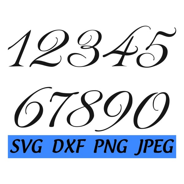 Royal Crown Numbers SVG Bundle, Fancy Script Font Address Phone Birthday Digital Download, Instant Download, Cut File Svg Dxf Png Jpeg Files