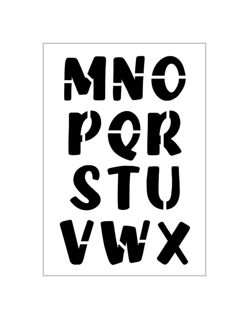 THICK MARKER Alphabet Stencil 2 Inch Bulky Painted Script Font Letters ...