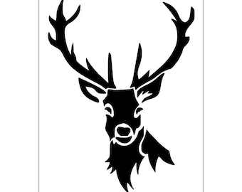 Deer Head Stencil Buck Face Hunting Antlers Reusable Sheet S624