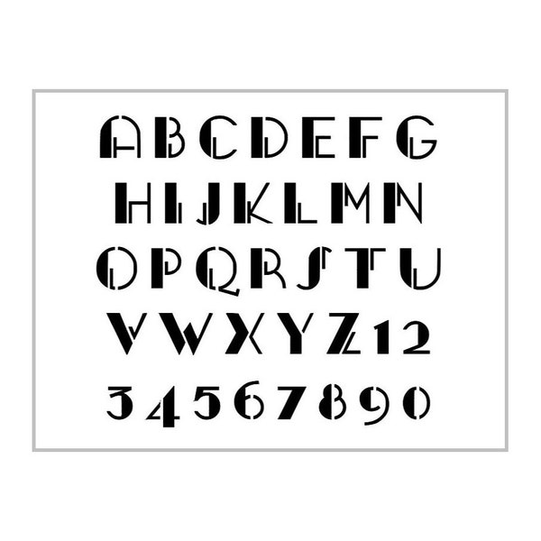 ART DECO 20s Alphabet Stencil 1 Inch 1920's Vintage Font Set Letters Sheet S576