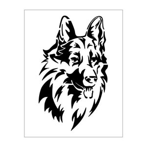 German Shepherd Stencil Dog Breed Face Reusable Sheet S121