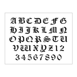 OLDE TIME Alphabet Stencil  1 Inch Old English Gothic Font Set Letters Sheet S571