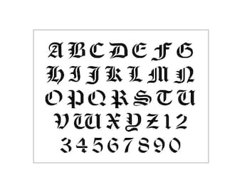 OLDE TIME Alphabet Stencil 1 Inch Old English Gothic Font