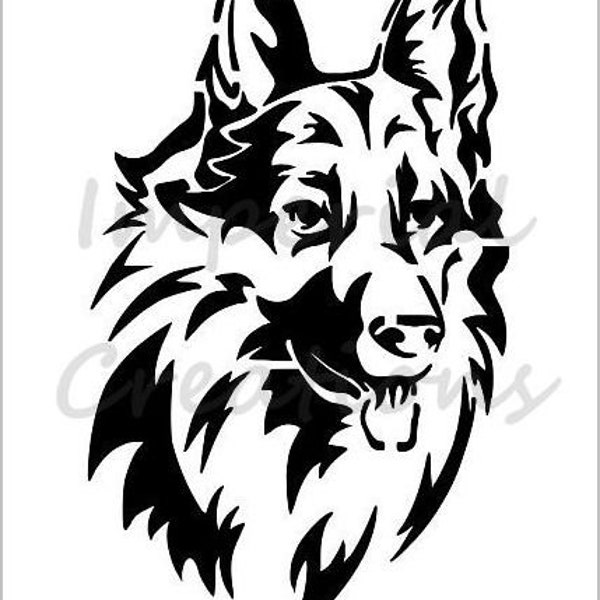 German Shepherd Face Stencil Etsy