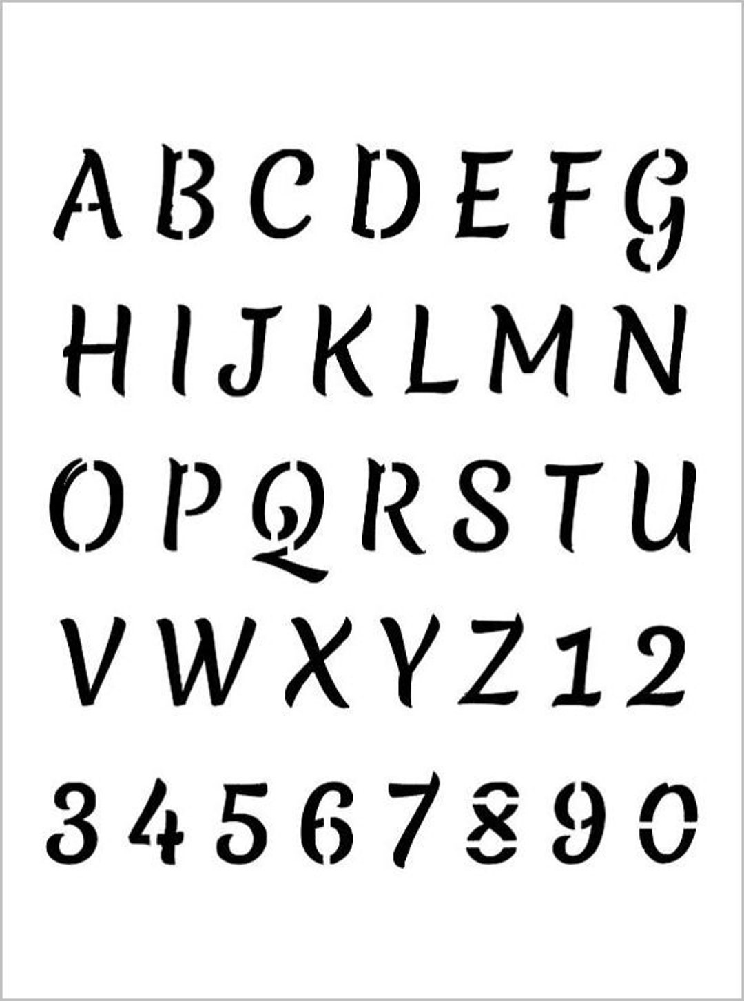 INK SCRIPT Alphabet Stencil 1 Inch Fancy Pen Writing Font Set Etsy