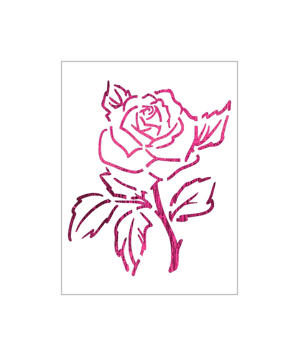 Single Rose Stencil Detailed Outline Design Flower Floral Reusable ...