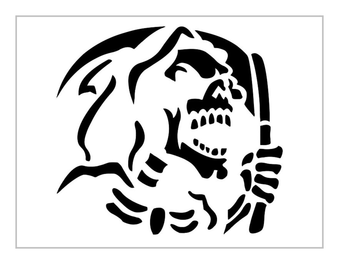 Grim Reaper Evil Stencil Halloween Pumpkin Carving - Etsy