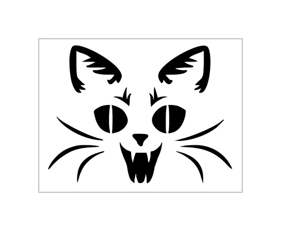 Evil Cat Face Stencil Halloween Scary Pumpkin Carving Reusable Sheet S736 -  Etsy