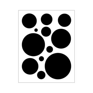 12 CIRCLES Stencil 1/2 to 4 Round Shapes Silhouette Reusable Plastic Sheet S414