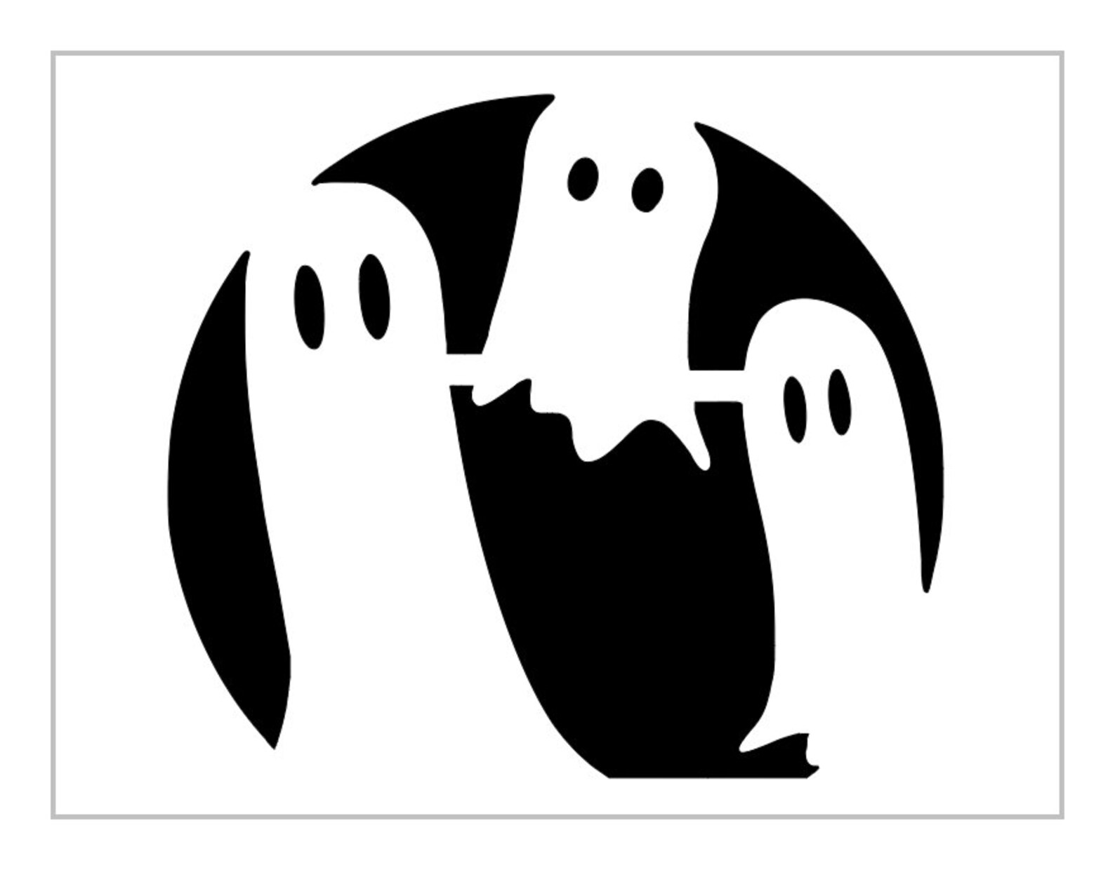 3 Ghosts Goblin Stencil Halloween Pumpkin Carving 8.5 X - Etsy