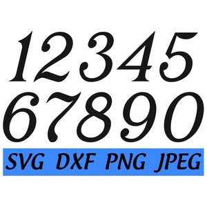 Pacote SVG de números cursivos em itálico, fonte extravagante, endereço, telefone, aniversário, download digital, download instantâneo, arquivo de corte, arquivos SVG, DXF, PNG, JPEG