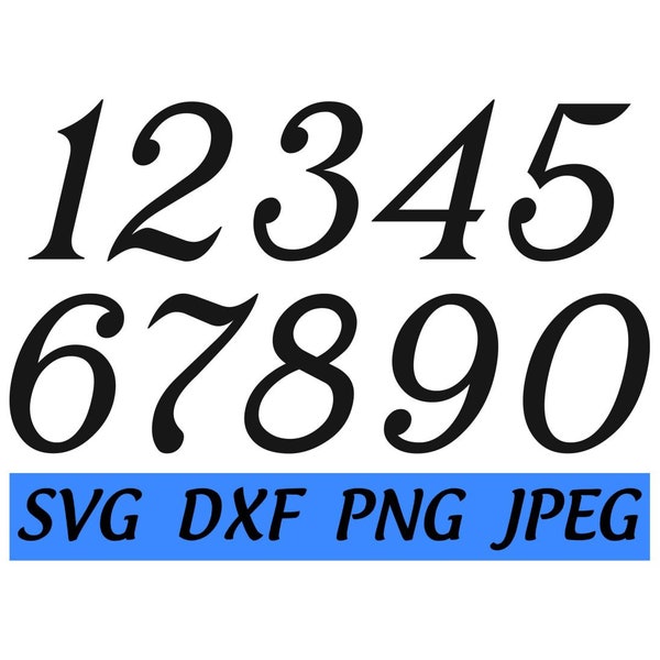 Italic Cursive Numbers SVG Bundle, Fancy Font Address Phone Birthday Digital Download, Instant Download, Cut File, Svg Dxf Png Jpeg Files