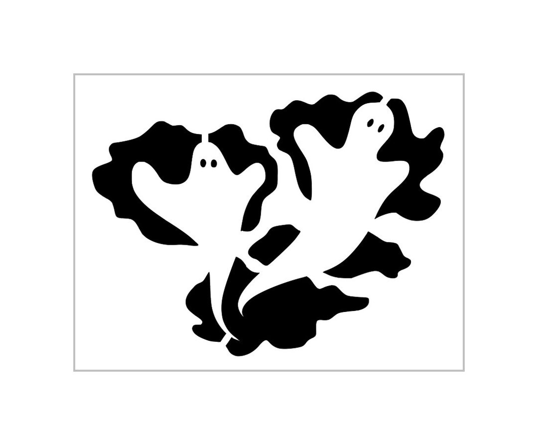 2 Ghosts Goblin Stencil Halloween Pumpkin Carving Reusable Sheet S768 ...
