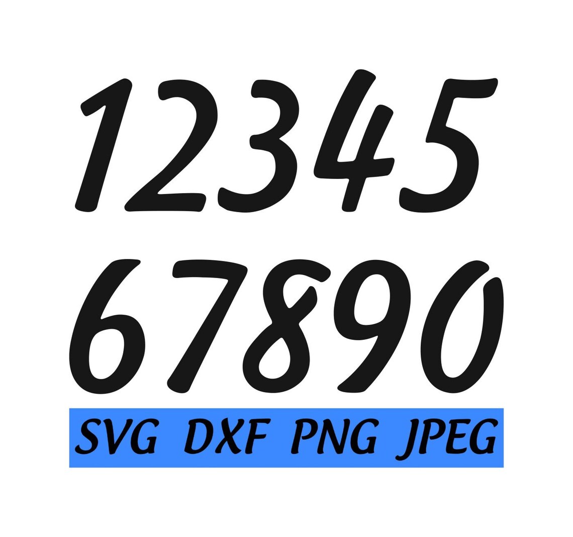 Script Italic Numbers SVG Bundle, Fancy Font Address Phone Birthday ...