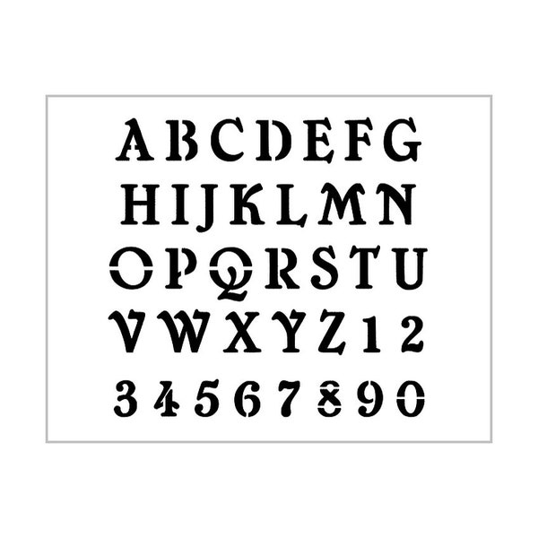 CHELSEA Alphabet Stencil 1 Inch Vintage Fancy Style Font Set Letters Capital Uppercase Sheet S848