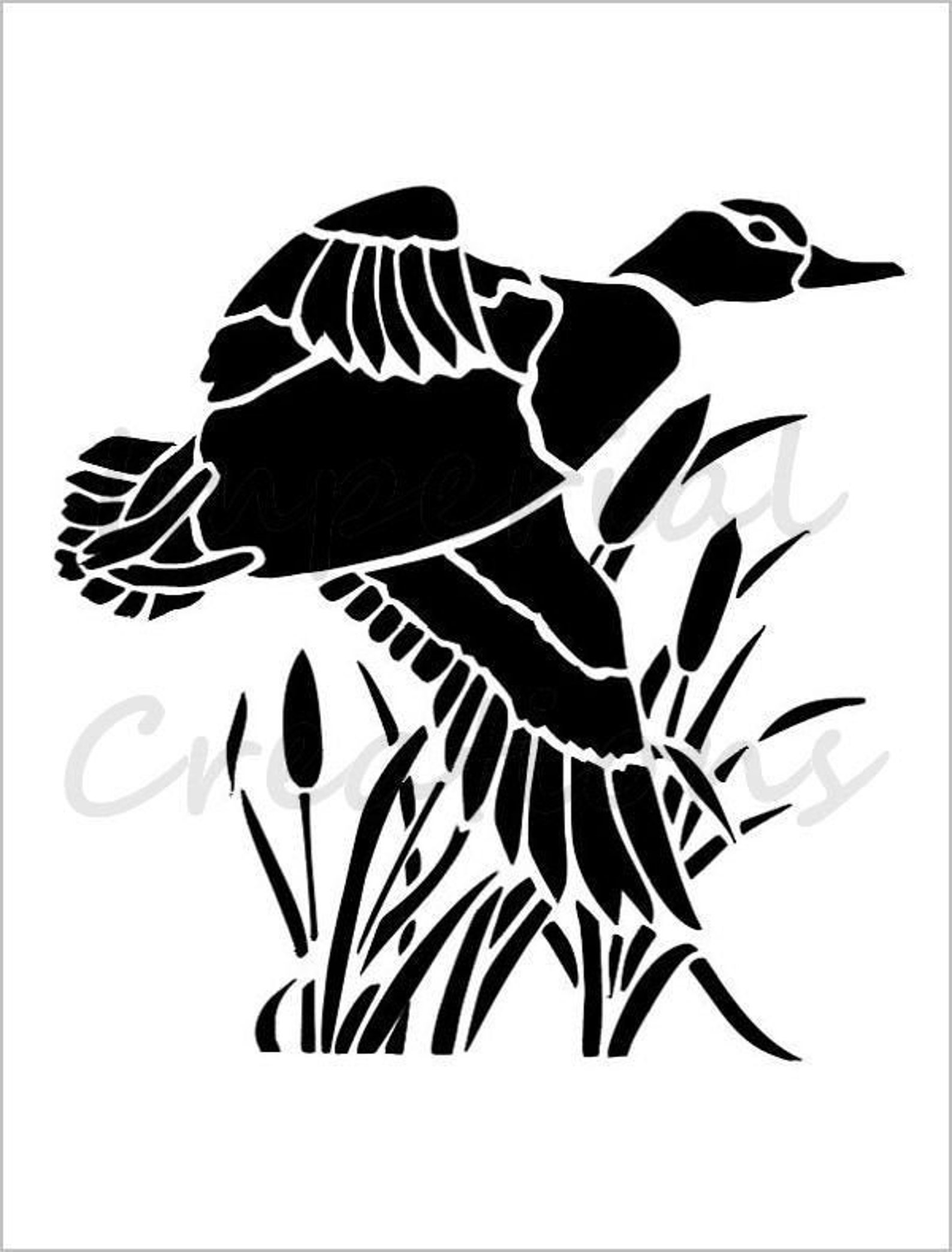 Flying Duck Stencil Mallard Over Pond Lake Reeds Reusable | Etsy