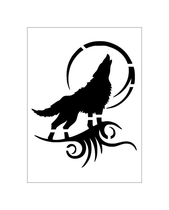 Tribal Wolf And Moon