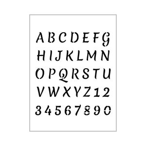 INK SCRIPT Alphabet Stencil 1 Inch Fancy Pen Writing Font Set Letters Sheet S583