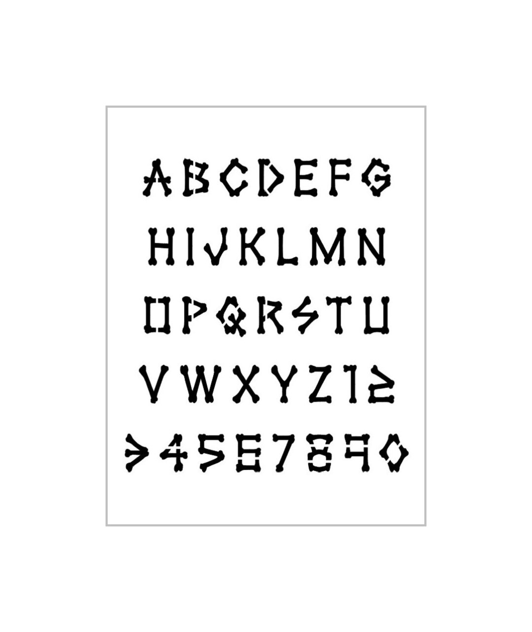 DEM BONES Alphabet Stencil 1 Inch Abcs Skeleton Halloween Letters ...