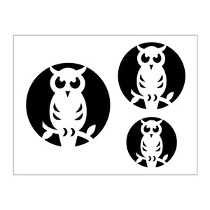 Owl Full Moon Stencil 3 Sizes Halloween Bird Silhouette Reusable Sheet ...