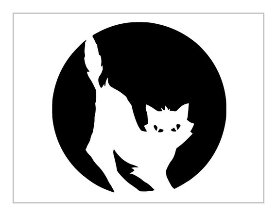 Full Moon Cat Stencil Halloween Pumpkin Carving 8.5 X - Etsy