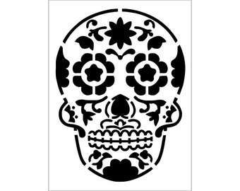 Halloween Sugar Skull Stencil - 8x10.5 Inch Day Of The Dead Wall Painting Template - View #12