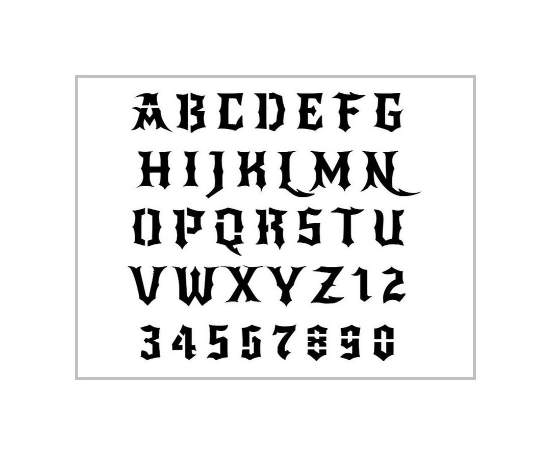 GOTHIC Alphabet Stencil 1 Inch Dark Style Halloween Devil Evil Font Set Letters Sheet S578 - Etsy 1-free-printable-letter-stencils