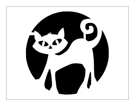 Full Moon Cat Stencil Halloween Pumpkin Carving 8.5 X - Etsy Hong Kong