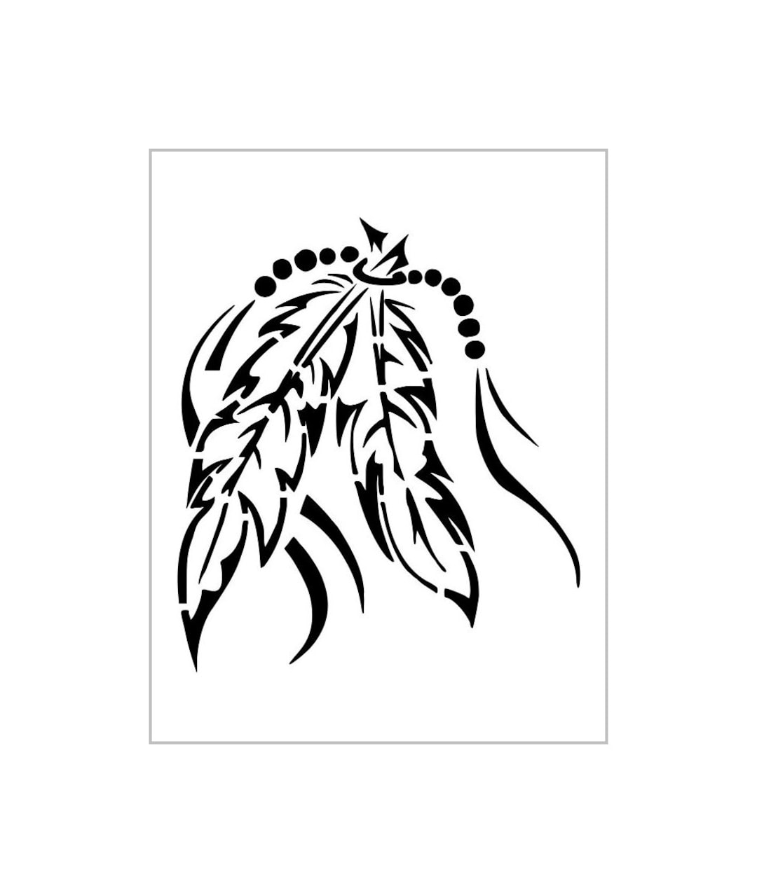 feathers-and-beads-stencil-indian-native-american-design-reusable-plastic-sheet-s253-etsy