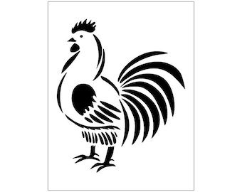 Rooster Stencil Farm Barn Animal Chicken Bird Design Reusable Sheet S245