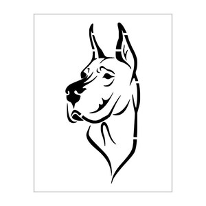 Great Dane Stencil Dog Breed Face Head Reusable Plastic Sheet S140