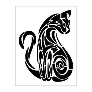 Tribal Cat Stencil Kitten Feline Domestic Design Reusable Sheet S252