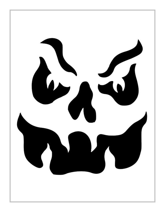 Evil Ghost Face Stencil Halloween Pumpkin Carving 8.5 X Etsy Australia