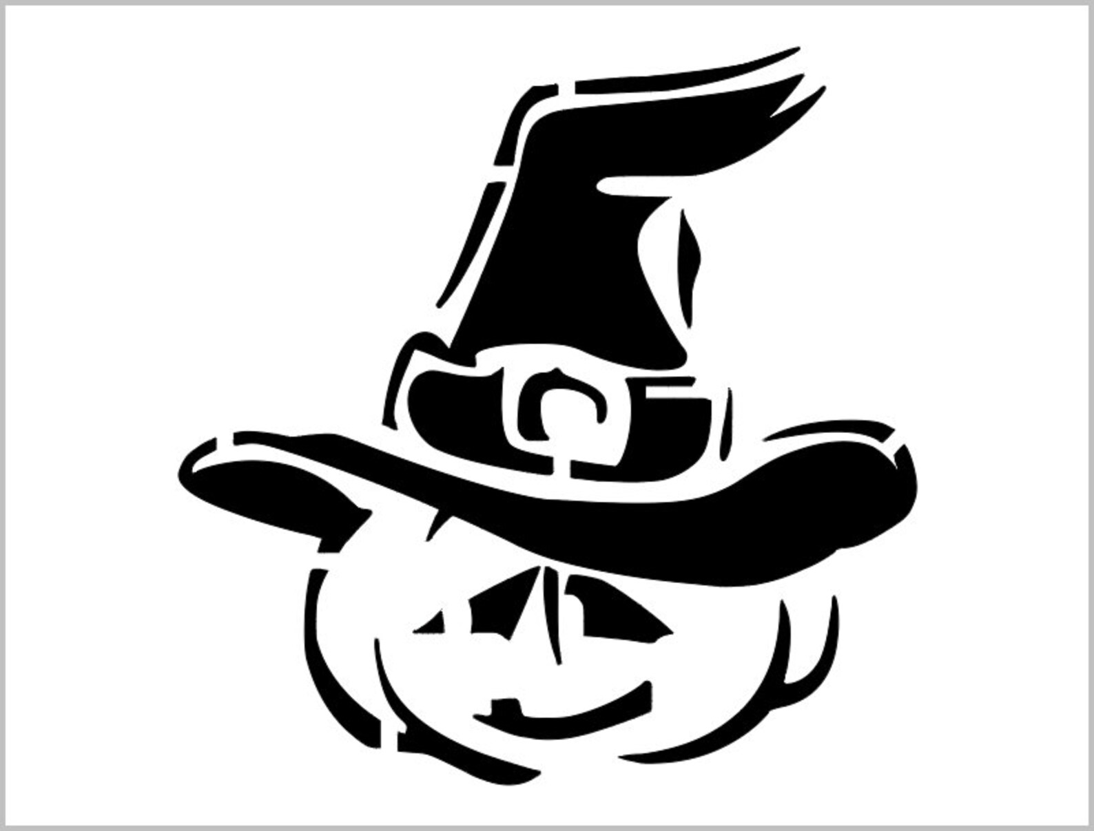 Pumpkin With Witch Hat Stencil Halloween Carving 8 5 X Etsy