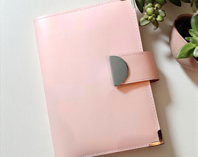 Featured listing image: Pink Leather LDS Quad Cover: Magnetic Closure, Silver Corners
