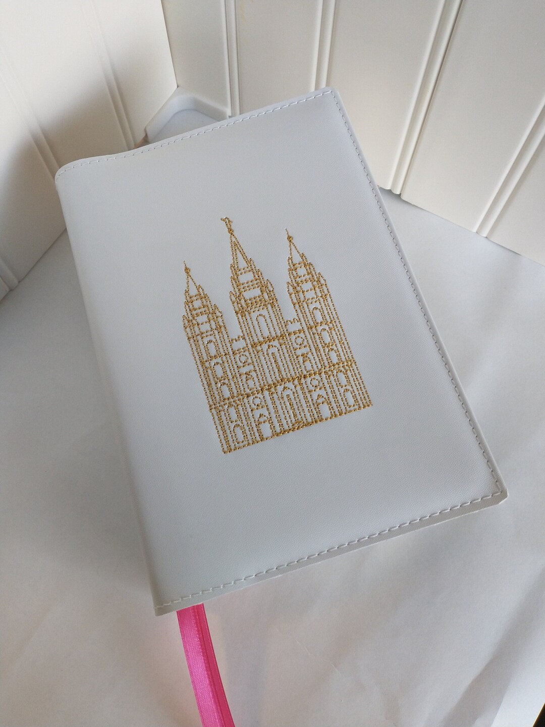 Gold Embroidered Salt Lake Temple Regular Size LDS Quad Faux Leather ...