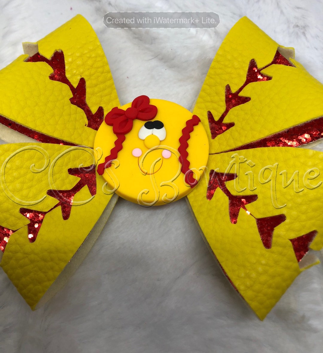 Softball Hair Bow Softball Seams Hair Bow Softball Bow Etsy
